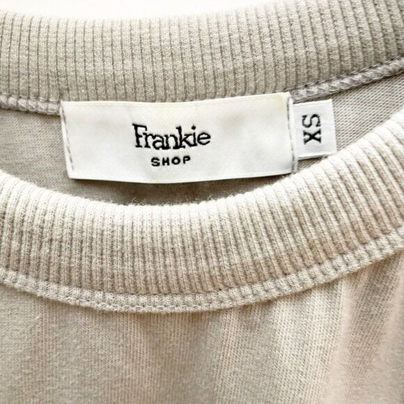 Frankie Shop Eva Padded Shoulder Tee Cotton T Shirt in Light Gray Size XS - Picture 6 of 7